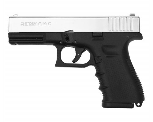 СХП Охолощенный пистолет Retay G19C Glock, кал. 9 мм, никель